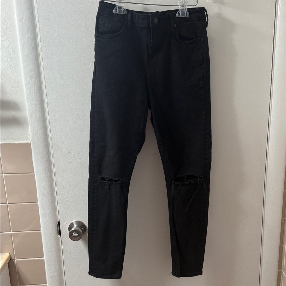 Topshop Moto Jamie Black Distressed Jeans